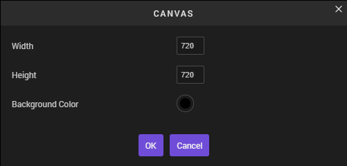 Capture d'écran d'Astrofox, gestion de la taille du canva