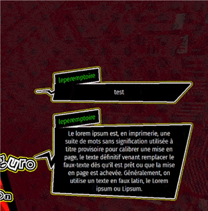 Un exemple de chatroom sur le thème de Persona 5