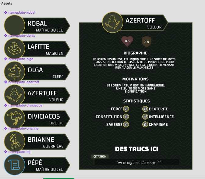 Les templates graphiques réalisés sur Figma