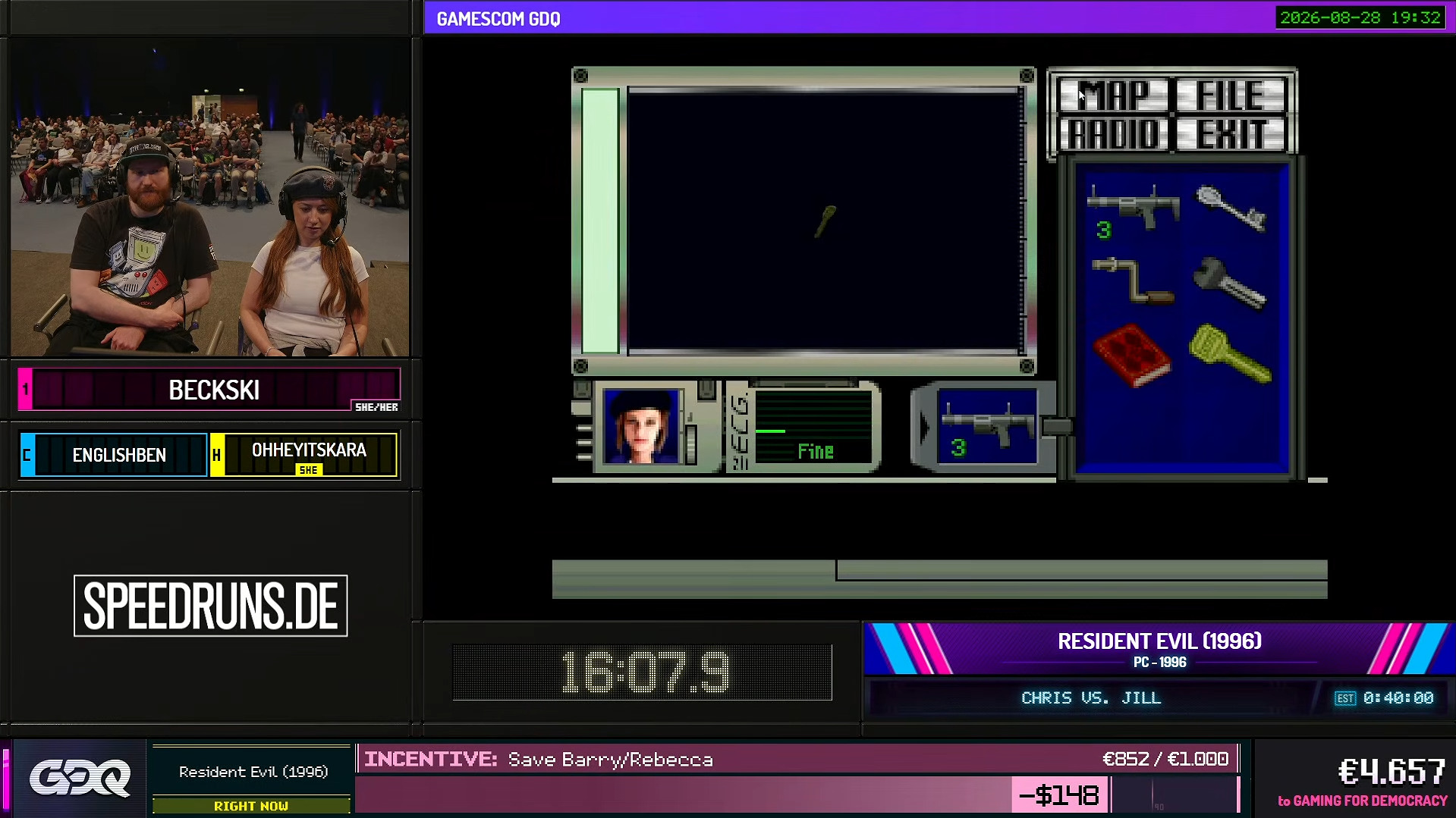 Capture d'écran de Games Done Quick 2026, événement caritatif de speedrun où NodeCG est utilisé